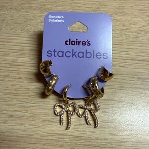 Claire's Gold and Silver Bow Earrings Set